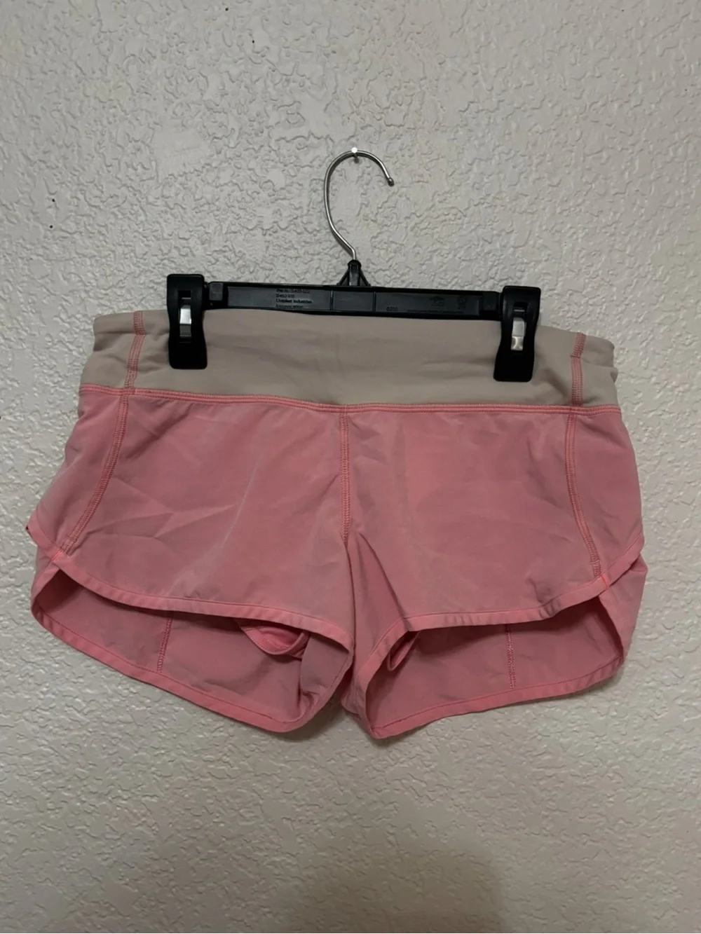 Lululemon Speed Ups Pink Athletic Shorts with Cream Waistband